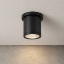 Nordic 4-Inch Black 10W Wet-Rated Outdoor LED Cylinder Ceiling Mount Light in a modern finish.