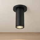 Nordic 4-Inch Black Wet-Rated Outdoor LED Cylinder Ceiling Mount Light in a modern finish.