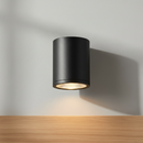 Nordic 5-Inch Outdoor LED Cylinder Ceiling Mount Light 3000K in a warm color temperature.