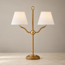 Currey and Company Sirocco 22 in Two Light Desk Lamp in Natural Antique Brass.
