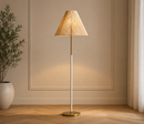 Sonoma 64 in One Light Floor Light with Scalloped Bleached Abaca Rope Shade.