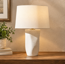 Zorin 23 in One Light Ceramic Table Lamp in Rippling Snow Glaze with Linen Shade.